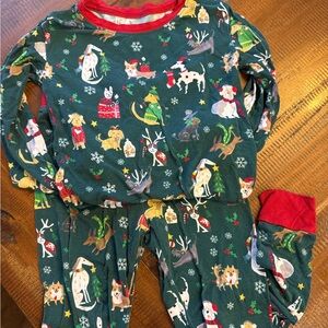 Little Sleepies Green and Red Festive Pajama Set